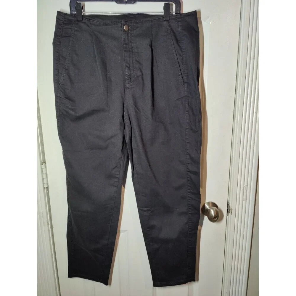 Eileen Fisher Black High‎ Rise Pleated Tapered Pants 14 (35x27.5) NWT